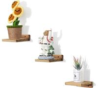 MIHORLIFE Lot de 3 Mini étagères murales flottantes carrées en Bois de Style Compact pour Petits Objets, étagère Murale à Suspendre pour Chambre à Coucher, Salon, 12,7 x 10 x 4 cm (Noir carbonisé)