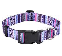 Mihqy Collier pour Chien, Motif Tendance avec Boucle à dégagement Rapide, Bohème, Fleur Design, Collier Classique, pour Petits, Moyens et Grands Chiens(Violet Bohème,M)