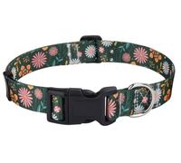 Mihqy Collier pour Chien, Motif Tendance avec Boucle à dégagement Rapide, Bohème, Fleur Design, Collier Classique, pour Petits, Moyens et Grands Chiens(Vert Fleur,L)