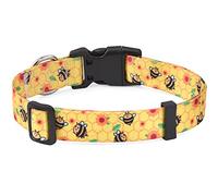 Mihqy Collier pour Chien, Motif Tendance avec Boucle à dégagement Rapide, Bohème, Flora, Fleur Géométrique, Tribal Design, Collier Classique, pour Petits, Moyens et Grands Chiens（Abeille,XS）