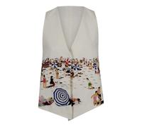 Mii, Femme, Blouses et Chemises, Beige, Taille: 38 FR Khadi Cotton Vest with Embroidered Print