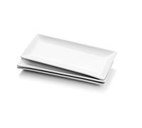 Miicol Lot de 3 grands plateaux de service rectangulaires en porcelaine de 35,6 cm, plats de service en céramique pour fête, restaurant, buffet, steak, dessert, salade, fruits, micro-ondes