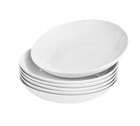 Miicol Lot de 6 Assiettes Creuses en Céramique Blanche, 800 ml Assiettes à Pâtes Profondes, Idéales comme Bol à Ramen ou Saladier pour Céréales et Fruits, Compatible Lave-vaisselle & Micro-ondes