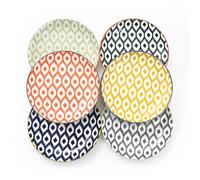 Miicol Lot de 6 petites assiettes à tapas de 15 cm, assiettes à dessert en céramique, assiettes à thé rondes colorées, plats de service pour gâteaux, pain, salade, entrée