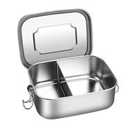 Miiepls BoîTe à DéJeuner En Acier Inoxydable Avec 2 Compartiments, BoîTe à DéJeuner Anti-Fuite 800 Ml, BoîTes à DéJeuner En MéTal Respectueux De L'Environnement Et Sans Bpa Pour Adultes Et Enfants