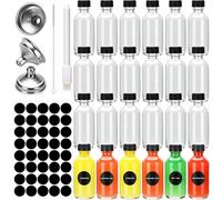 Miiepls Mini Bouteille Verre, Miniatures Réutilisables 60ml, avec Bouchons Noirs et Entonnoir, Mignonette Vide Pour Huiles Essentielles, Shots de Gingembre et Plus (24)