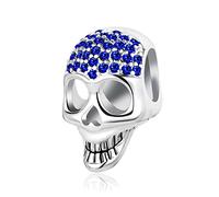 MiiFort Breloques punk en forme de tête de mort et os pour bracelets, colliers, pendentifs, compatibles avec bracelets Pandora, Halloween, pierres de naissance, Zircone cubique, Zircone cubique