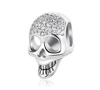 MiiFort Breloques punk en forme de tête de mort et os pour bracelets, colliers, pendentifs, compatibles avec bracelets Pandora, Halloween, pierres de naissance, Zircone cubique, Zircone cubique