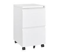 MIIIKO Armoire à 2 tiroirs avec serrure, armoire de classement sur roues, sous le bureau, 2 tiroirs de rangement pour dossiers juridiques/lettres/A4, entièrement assemblée