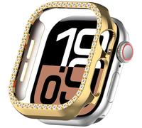 Miimall Bling Cases Coque antichoc légère et ultra fine pour Apple Watch Series 10 46 mm iWatch - Coque de protection à paillettes à une rangée de strass en cristal, doré