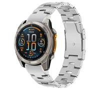 Miimall Bracelet Compatible avec Garmin Fenix 8 solar, 26MM Strap en Titane Métal pour Fenix 7X 6X 5X Bracelets Poignet Durables et Résistant à l'Abrasion, Remplacement Facile à Installer, Argenté