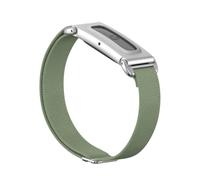 Miimall Bracelet Compatible avec Google Fitbit Air, Coque de Protection Métal, Sangle en Nylon Tissé Élastique Respirant, Léger et Ajustable Installation Facile Sans Outil, Vert Foncé
