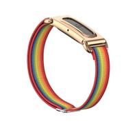 Miimall Bracelet Compatible avec Google Fitbit Air, Coque de Protection Métal, Sangle en Nylon Tissé Élastique Respirant, Léger et Ajustable Installation Facile Sans Outil, Arc-en-ciel
