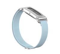 Miimall Bracelet Compatible avec Google Fitbit Air, Coque de Protection Métal, Sangle en Nylon Tissé Élastique Respirant, Léger et Ajustable Installation Facile Sans Outil, Bleu Clair