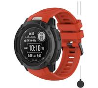 Miimall Bracelet Compatible avec Montre Garmin Instinct 2X Solar, Respirante, Douce et Imperméable à la Suedeur, Idéale Silicone Bande de Remplacement pour Garmin 2X Tactical Edition, Rouge