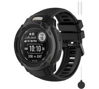 Miimall Bracelet Compatible Avec Montre Garmin Instinct 2X Solar, Respirante, Douce Et Imperméable À La Sueur, Idéale Silicone Bande De Remplacement Pour Garmin 2X Tactical Edition, Noir