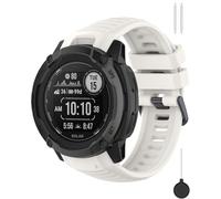 Miimall Bracelet Compatible avec Montre Garmin Instinct 2X Solar, Respirante, Douce et Imperméable à la Suedeur, Idéale Silicone Bande de Remplacement pour Garmin 2X Tactical Edition, Blanc