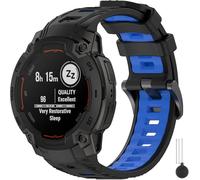 Miimall Bracelet de Montre Garmin Instinct 3 Solar/AMOLED, Silicon Strap 22mm à Ajustement Rapide Bracelet de Montre Doux Bande de Remplacement Compatible avec Garmin Instinct 3 45mm, Noir et Bleu