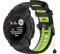 Miimall Bracelet de Montre Garmin Instinct 3 Solar/AMOLED, Silicon Strap 26mm à Ajustement Rapide Bracelet de Montre Doux Bande de Remplacement Compatible avec Garmin Instinct 3 50mm, Noir et Vert