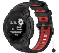 Miimall Bracelet de Montre Garmin Instinct E 45mm, Silicon Strap 22mm à Ajustement Rapide Bracelet de Montre Doux Bande de Remplacement Compatible avec Garmin Instinct E 45mm, Noir et Rouge