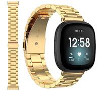 Miimall Bracelet en Métal pour Fitbit Versa 4/ Fitbit Versa 3 / Fitbit Sense/Fitbit Sense 2, Bracelet Réglable Ultrafin en Acier Inoxydable pour Versa 3 / Versa 4 / Sense 2 / Sense (Or)