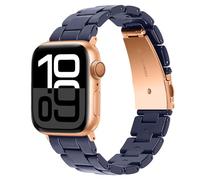 Miimall Bracelet en Resine Compatible avec Apple Watch Ultra 49mm, Bracelet pour Apple Watch 11 avec Métal Boucle en Acier Inoxydable Strap pour iWatch Series 10 46mm Band Femme, Bleu Minuit