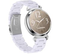 Miimall Bracelet en Resine Compatible avec Garmin Lily 2, Bracelet pour Montre 14 mm Bande, avec Métal Boucle Strap pour Lily 2/Classic/Active 14 mm Ajustable Élégant Band Femme, Blanc Céramique