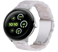 Miimall Bracelet en résine compatible avec Google Pixel Watch 3 41 mm/2/1 pour homme et femme, léger, imperméable, bracelet réglable avec boucle en métal pour Pixel Watch 3 (blanc perle)