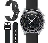 Miimall Bracelet en Silicone pour Omega x Swatch MoonSwatch Speedmaster - Rechange Ajustement Respirant pour Moonwatch (Noir)
