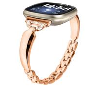 Miimall Bracelet pour Fitbit Versa 4/ Fitbit Versa 3/ Fitbit Sense/Fitbit Sense 2, Bracelet de Rechange pour Femme avec Diamants en Cristal pour Versa 3 / Versa 4 / Sense 2 / Sense (Or Rose)