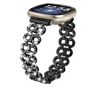 Miimall Bracelet pour Fitbit Versa 4/ Fitbit Versa 3/ Fitbit Sense/Fitbit Sense 2, Bracelet Diamant Scintillant pour Femme, Bracelet Élégant pour Versa 3 / Versa 4 / Sense 2 / Sense (Noir)