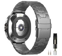 Miimall Bracelet Titane Metal Compatible avec Samsung Watch Ultra 2025/2024, Strap pour Galaxy Watch Ultra 1/2 Maillon de Boucle Papillon, Ultraléger, Double, De Look Gris pour les Hommes Femmes