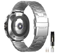 Miimall Bracelet Titane Metal Compatible avec Samsung Watch Ultra 2025/2024, Strap pour Galaxy Watch Ultra 1/2 Maillon de Boucle Papillon, Ultraléger, Double, De Look Argenté pour les Hommes Femmes