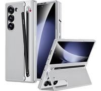 Miimall Case pour Samsung Galaxy Z Fold 5 avec Stylus, [Fente pour Stylet][Verre Trempé HD], Renforcée Robuste Antichoc Antidérapante Mince Léger Coque Samsung Z Fold 5 avec Support (Argent)