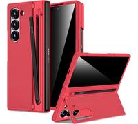 Miimall Case pour Samsung Galaxy Z Fold 6 (No Pen), [Porte-Stylet][Protection Écran Anti-Espion], Renforcée Antichoc Antidérapante Anti-Poussière Ultra-Fine Rigide Coque Fold 6 avec Stand (Rouge)