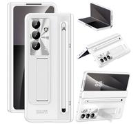 Miimall Case pour Samsung Galaxy Z Fold 7 avec Stylet, [Porte-S Pen][Film Protecteur][Protection de Charnière] Rigide Résistant aux Rayures Anti-Trace Antichoc Coque Samsung Fold 7 avec Stand (Blanc)