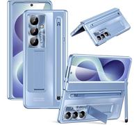 Miimall Case pour Samsung Galaxy Z Fold 8 Ultra avec Stylus, [Film Protecteur][Protection de Charnière] [Support] Antichoc Anti-Trace Full Cover Z Fold 8 Ultra Coque Luxury (Bleu)