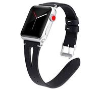 Miimall Compatible avec Apple Watch Série 1/2/3/4/5 40mm 38mm Bracelet de Montre en Cuir Premium Libération Rapide Femme Bande de Remplacement pour iWatch Série 1/2/3/4/5 40mm 38mm -Noir