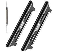 Miimall Compatible avec Apple Watch Série 4/Série 5/Série 6/SE 44mm 42mm Connecteur de Bracelet en Métal+Barres+Tournevis, Faire Apple Watch Bande Strap Remplaçable -Connector Noir