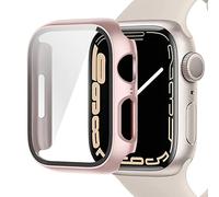 Miimall Compatible avec Apple Watch Série 9/8/7 45mm 41mm PC Coque Protection Écran en Verre Trempé, [Couverture Complète] Anti-Rayure Étui Protecteur du iWatch Série 7/8/9 41mm -Or Rose