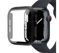 Miimall Compatible avec Apple Watch Série 9/8/7 45mm PC Coque Protection Écran en Verre Trempé, [Couverture Complète] Anti-Rayure Étui Protecteur du iWatch Série 9/8/7 45mm - Noir