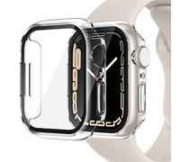 Miimall Compatible avec Apple Watch Série 9/8/7 45mm PC Coque Protection Écran en Verre Trempé, [Couverture Complète] Anti-Rayure Étui Protecteur du iWatch Série 9/8/7 45mm - Transparent