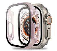 Miimall Compatible avec Apple Watch Ultra 2/Ultra 49mm PC Coque Protection Écran en Verre Trempé, [Couverture Complète] Anti-Rayure Étui Protecteur du iWatch Ultra, Ultra 2-Or Rose