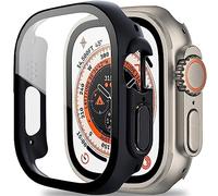 Miimall Compatible avec Apple Watch Ultra 2/Ultra 49mm PC Coque Protection Écran en Verre Trempé, [Couverture Complète] Anti-Rayure Étui Protecteur du iWatch Ultra, Ultra 2-Noir