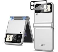 Miimall Compatible avec Coque Galaxy Z Flip 3, [Protection à Charnière] [Protecteur d'écran Arrière] Coque de Protection en PC Rigide pour Samsung Galaxy Z Flip 3 (Argent)