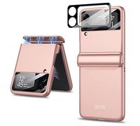Miimall Compatible avec Coque Galaxy Z Flip 4, [Protection à Charnière] [Protecteur d'écran Arrière] Coque de Protection en PC Rigide pour Samsung Galaxy Z Flip 4 (Rosé)