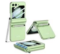 Miimall Compatible avec Coque Z Flip 5 avec Stylet, [Protection à Charnière] [Protecteur d'écran Arrière] Coque de Protection en PC Rigide pour Samsung Galaxy Z Flip 5 (Vert)