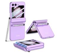 Miimall Compatible avec Coque Z Flip 5 avec Stylet, [Protection à Charnière] [Protecteur d'écran Arrière] Coque de Protection en PC Rigide pour Samsung Galaxy Z Flip 5 (Violet)