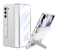 Miimall Compatible avec Coque Z Fold 5 Samsung, [Protection d'écran Avant HD] [Support] Coque en PC Rigide avec Protection à Charnière pour Galaxy Z Fold 5 (Argent)