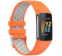 Miimall Compatible avec Fitbit Charge 5, bracelet de sport en silicone souple et imperméable pour Fitbit Charge 5 2021 et homme (orange + gris)